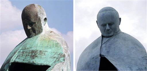 Pope Statue No Longer Looks Like Mussolini