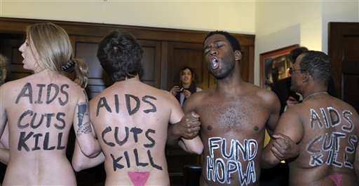 Nude AIDS Activists Invade Boehner's Office