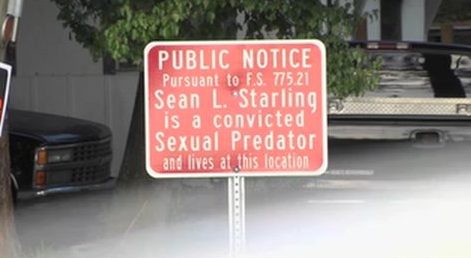 Outside Sex Predators' Homes in Florida: Red Signs