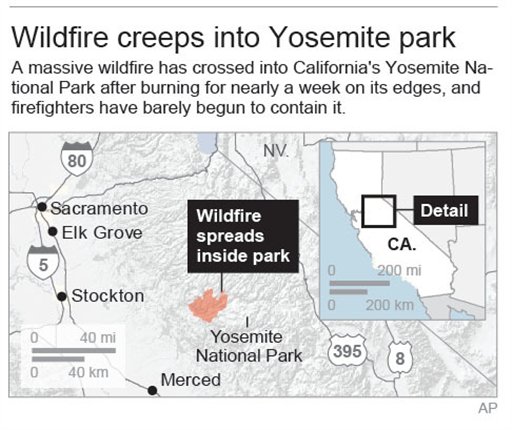 Yosemite Fire Now Threatens Giant Sequoias