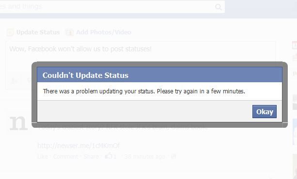 Sorry, You Can't Update Your Facebook Status