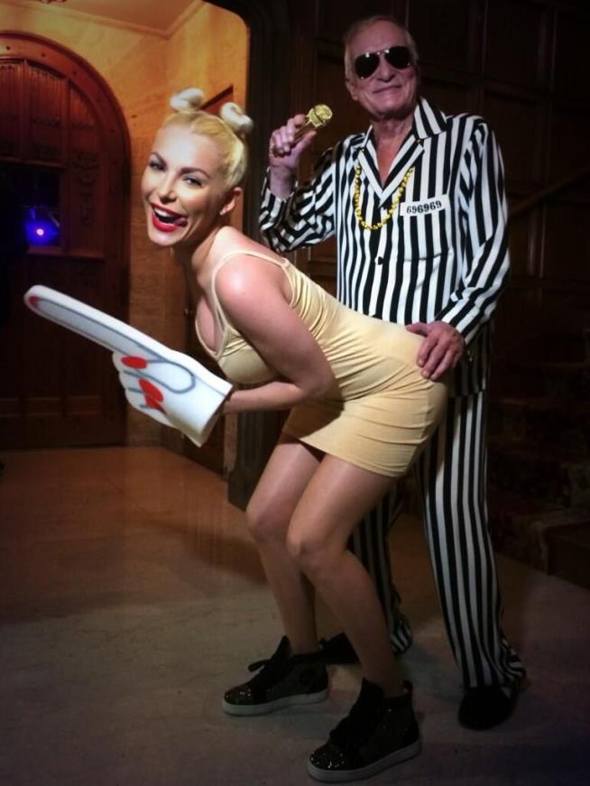 Hef, Crystal Dress Up as Miley Cyrus, Robin Thicke