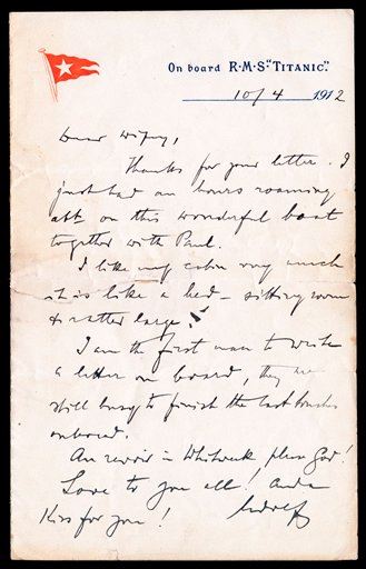 Titanic's 'Last Letter' Going Up for Auction