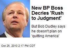 New BP Boss Decries 'Rush to Judgment'