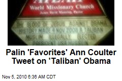 Palin 'Favorites' Ann Coulter Tweet on 'Taliban' Obama