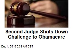 Second Judge Shuts Down Challenge to Obamacare