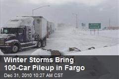 Winter Storms Bring 100-Car Pileup in Fargo