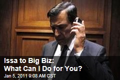 Issa to Big Biz: What Can I Do for You?