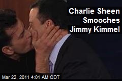 Charlie Sheen Smooches With Jimmy Kimmel