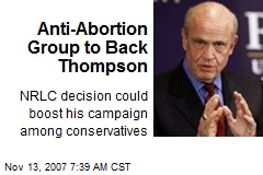 Anti-Abortion Group to Back Thompson