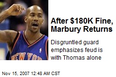 After $180K Fine, Marbury Returns