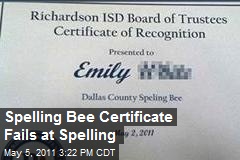 Spelling Bee Certificate Fails at Spelling