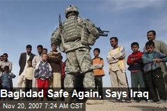 Baghdad Safe Again, Says Iraq