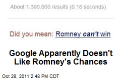 Google Apparently Doesn&#39;t Like Romney&#39;s Chances