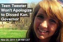 Teen Tweeter Won&#39;t Apologize to Dissed Kan. Governor