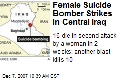 Female Suicide Bomber Strikes in Central Iraq