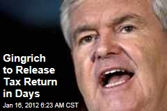 Newt Gingrich to Release Tax Return Thursday; Presses Mitt Romney to Follow his Lead