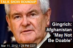 Gingrich: Afghanistan &#39;May Not Be Doable&#39;