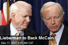 Lieberman to Back McCain