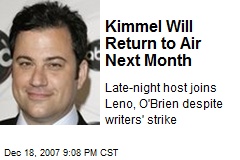Kimmel Will Return to Air Next Month