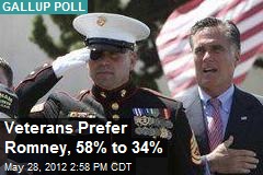 Veterans Prefer Romney, 58% to 34%
