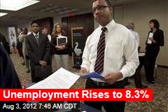 Unemployment Rises to 8.3%