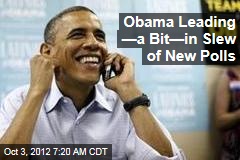 Obama Leading &mdash;a Bit&mdash;in Slew of New Polls