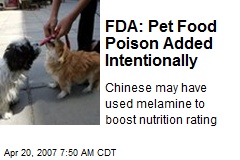 FDA: Pet Food Poison Added Intentionally