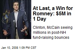 At Last, a Win for Romney: $5M in 1 Day