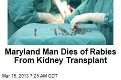 Maryland Man Dies of Rabies From Kidney Transplant