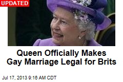 England Gay Marriage Law Set for Queen&#39;s Signature