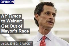 NY Times to Weiner: Quit Mayor&#39;s Race