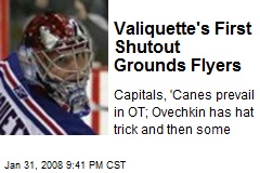 Valiquette's First Shutout Grounds Flyers