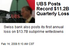 UBS Posts Record $11.2B Quarterly Loss