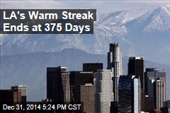 LA&#39;s Warm Streak Ends at 375 Days