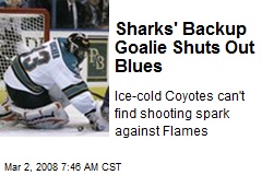 Sharks' Backup Goalie Shuts Out Blues