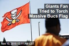 Giants Fan Tried to Torch Massive Bucs Flag