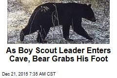As Boy Scout Leader Enters Cave, Bear Grabs His Foot
