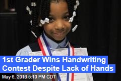 1st Grader Wins Handwriting Contest Despite Lack of Hands
