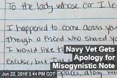 Navy Vet Gets Apology for Misogynistic Note