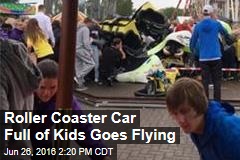 Roller Coaster Car Full of Kids Goes Flying