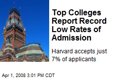 Top Colleges Report Record Low Rates of Admission