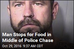 Man Stops for Food in Middle of Police Chase