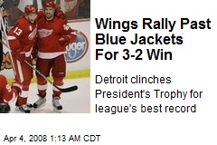 Wings Rally Past Blue Jackets For 3-2 Win