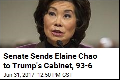 Senate Sends Elaine Chao to Trump&#39;s Cabinet, 93-6