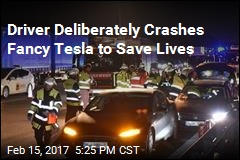 Driver Purposefully Crashes Fancy Tesla to Save Lives