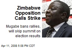 Zimbabwe Opposition Calls Strike