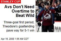 Avs Don't Need Overtime to Beat Wild