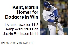 Kent, Martin Homer for Dodgers in Win