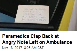 Paramedics Clap Back at Angry Note Left on Ambulance